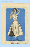 Anne Adams 4501: 1950s Chic Misses Sun Dress Sz 36 B Vintage Sewing Pattern