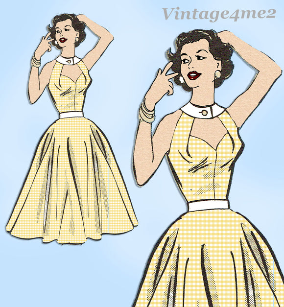 Anne Adams 4501: 1950s Chic Misses Sun Dress Sz 36 B Vintage Sewing Pattern