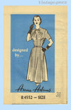 Anne Adams 4552: 1950s Stylish Misses Keyhole Dress Sz 36 B Vintage Sewing Pattern