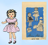 Anne Adams 4576: 1950s Cute 22 Inch Doll Clothes Set Vintage Sewing Pattern