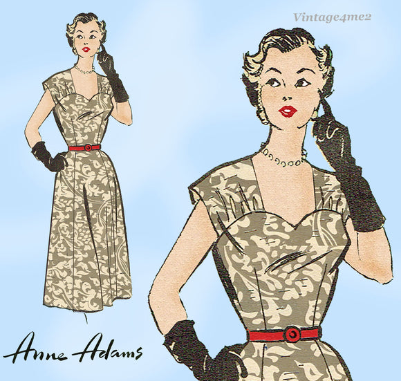 1950s Vintage Anne Adams Pattern 4619 Uncut Misses Cocktail Dress Sz 34 Bust