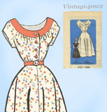 Anne Adams 4712: 1950s Charming Misses Day Dress Sz 38 B Vintage Sewing Pattern