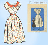 Anne Adams 4712: 1950s Charming Misses Day Dress Sz 38 B Vintage Sewing Pattern