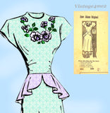 1940s Vintage Anne Adams Sewing Pattern 4881 Misses Peplum Dress Sz 30 Bust