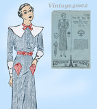 Advance 1090: 1930s Stunning Misses Street Dress Sz 38 B Vintage Sewing Pattern