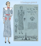 Advance 1090: 1930s Stunning Misses Street Dress Sz 38 B Vintage Sewing Pattern