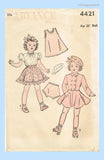 1940s Vintage Advance Sewing Pattern 4421 Charming 25 Inch Doll Clothes Set