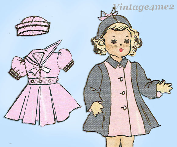 1940s Vintage American Weekly Sewing Pattern 3839 Cute 22in Doll Clothes Set