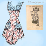 American Weekly 3890: 1940s Misses WWII Apron Sz 36-38 B Vintage Sewing Pattern