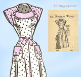 1950s Vintage American Weekly Sewing Pattern 3876 Pretty Misses Dress Sz 32 B