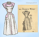 1950s Vintage American Weekly Sewing Pattern 3876 Pretty Misses Dress Sz 32 B