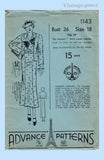 Advance 1143: 1930s Uncut Misses Dress & Jacket 36B Vintage Sewing Pattern