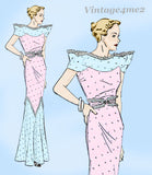 Advance 1181: 1930s Rare Misses Evening Gown Sz 38 B Vintage Sewing Pattern