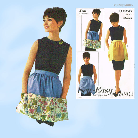 1960s Vintage Advance Sewing Pattern 3056 Misses Party  Apron One Size Fits All