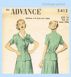 Advance 5412: 1950s Uncut Misses 4H Uniform Dress Sz 32 B Vintage Sewing Pattern