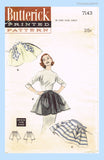 1950s Vintage Butterick Sewing Pattern 7143 Easy Misses Hostess Apron Fits All