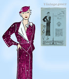 Advance 992: 1930s Uncut Misses Street Dress Sz 40 B Vintage Sewing Pattern