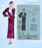 Advance 992: 1930s Uncut Misses Street Dress Sz 40 B Vintage Sewing Pattern