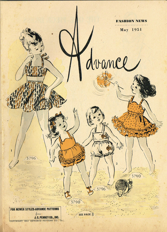 Digital Download Advance Fashion Flyer May 1951 Small 1950s Sewing Pattern Catalog