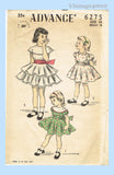 1950s Vintage Advance Sewing Pattern 6275 Sweet Little Girls Party Dress Sz 10