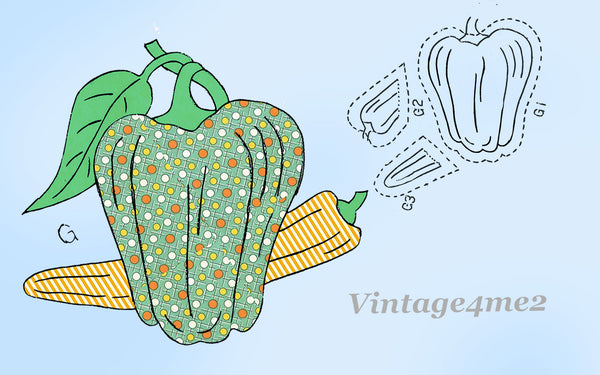 1930s Betty Burton Embroidery Transfer 1917 Applique Veggie Tea Towels Uncut Cute