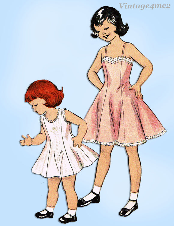 1950s Vintage Butterick Pattern 6860 Sweet Toddler Girls Princess Slip Size 4