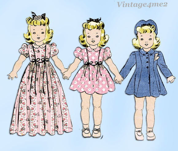 1930s Vintage Butterick Sewing Pattern 456 Sweet 18in Little Girl Doll Clothes Set