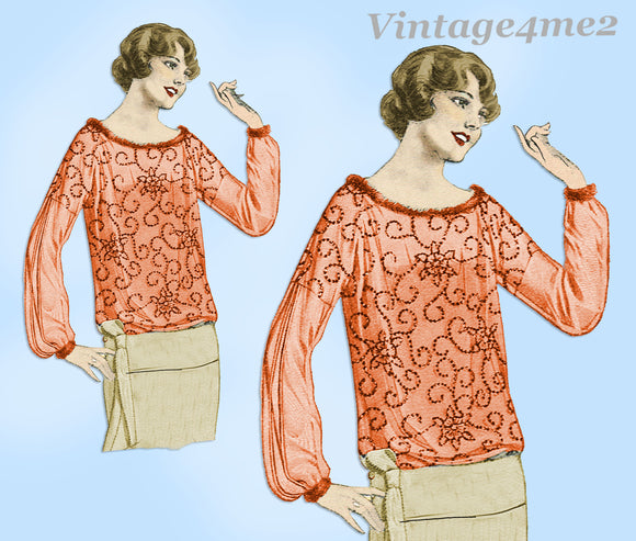 Butterick 4624: 1920s Misses Post Edwardian Blouse 34B Vintage Sewing Pattern