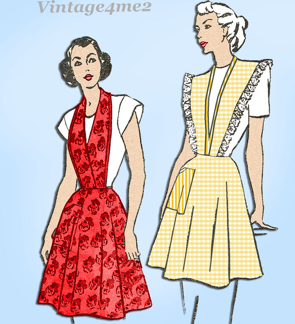 1940s Vintage Butterick Sewing Pattern 4686 Rare Easy Full Bib Apron One Size Fits All