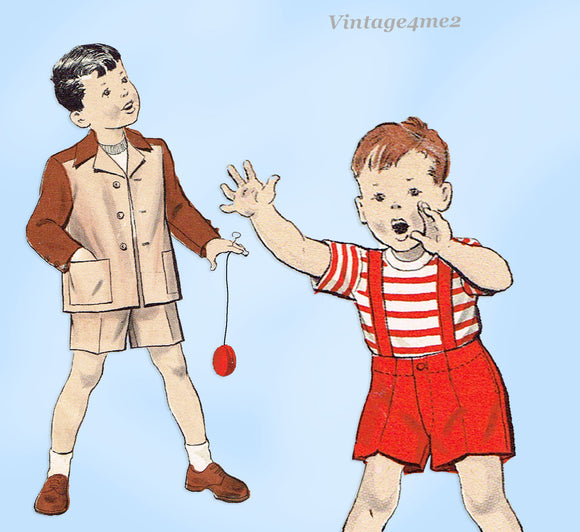 1950s Vintage Butterick Sewing Pattern 6035 Uncut Toddler Boys Suit Size 4