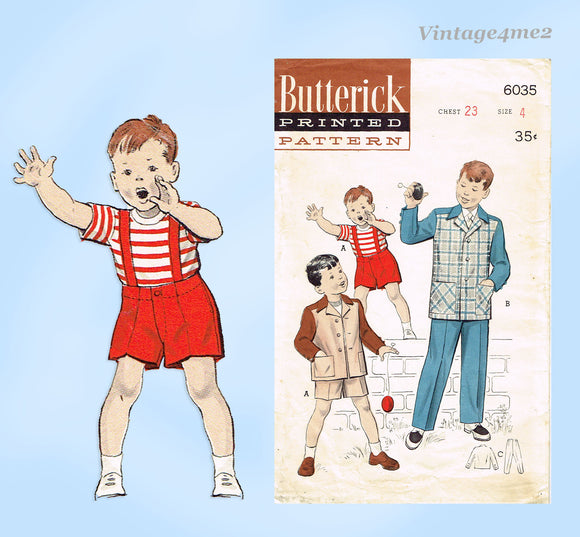 1950s Vintage Butterick Sewing Pattern 6035 Uncut Toddler Boys Suit Size 4