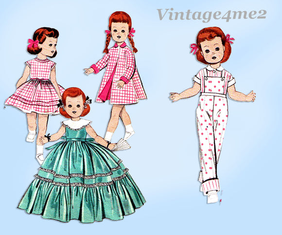 1950s Vintage Butterick Sewing Pattern 7973 Sweet 16-17 Inch Little Doll Clothes