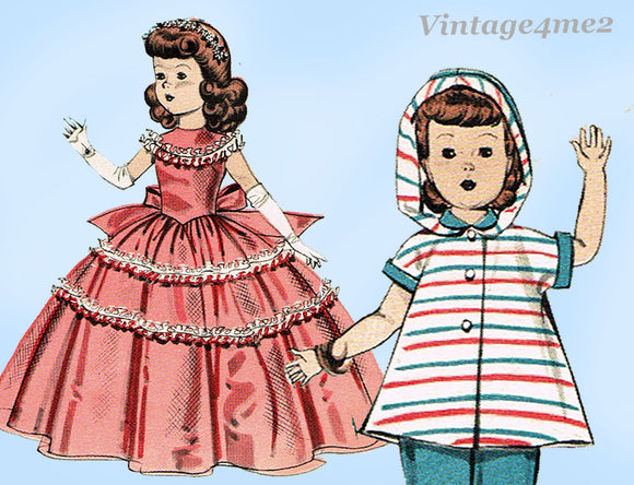 1950s Vintage Butterick Sewing Pattern 7975 16 Inch Toni Walker Doll Clothes