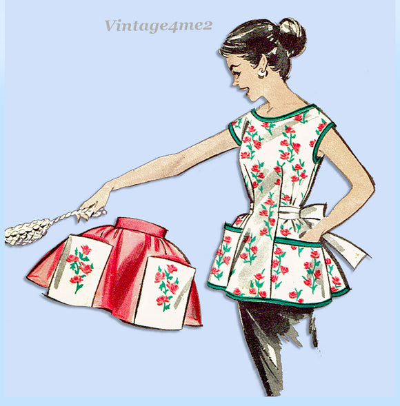 1950s Original Vintage Butterick Pattern 8336 Easy Misses Cobbler Party Apron