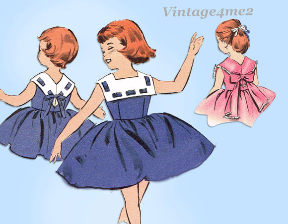 1950s Vintage Butterick Sewing Pattern 8545 Cute Toddler Girls Party Dress