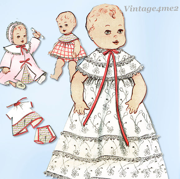 1960s Original Vintage Butterick Pattern 9196 Baby Doll Clothes Set 23-24 Inches