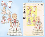 1960s Vintage Butterick Pattern 9196 Uncut Baby Doll Clothes Set 19-21 Inches