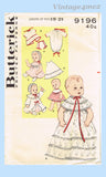 1960s Vintage Butterick Pattern 9196 Uncut Baby Doll Clothes Set 19-21 Inches