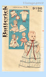 1960s Vintage Butterick Pattern 9196 Uncut Baby Doll Clothes Set 8-9 Inches