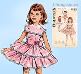 1950s Vintage Butterick Pattern 9249 Uncut Toddler Girls Party Dress Sz 5