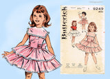 1950s Vintage Butterick Pattern 9249 Uncut Toddler Girls Party Dress Sz 5