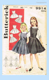 1960s Original Vintage Butterick Pattern 9914 Uncut Girls Jumper Dress Size 12