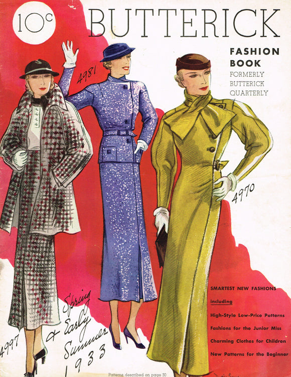 1930s Digital Download Butterick Spring & Early Summer 1933 Fashion Magazine Pattern Book Catalog