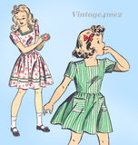 1940s Vintage Du Barry Sewing Pattern 5647 Older Girls WWII Day Dress Sz 12