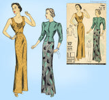 Du Barry 1900B: 1930s Stunning Uncut Dress or Gown Sz 38 B Vintage Sewing Pattern