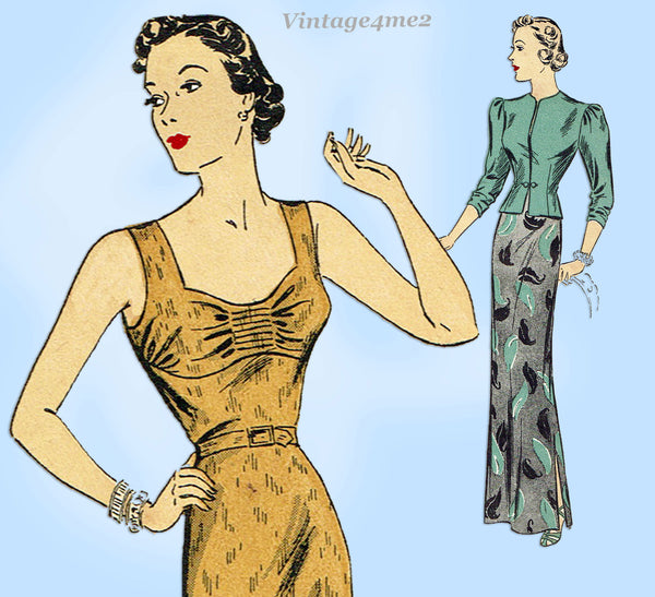 Du Barry 1900B: 1930s Stunning Uncut Dress or Gown Sz 38 B Vintage Sewing Pattern