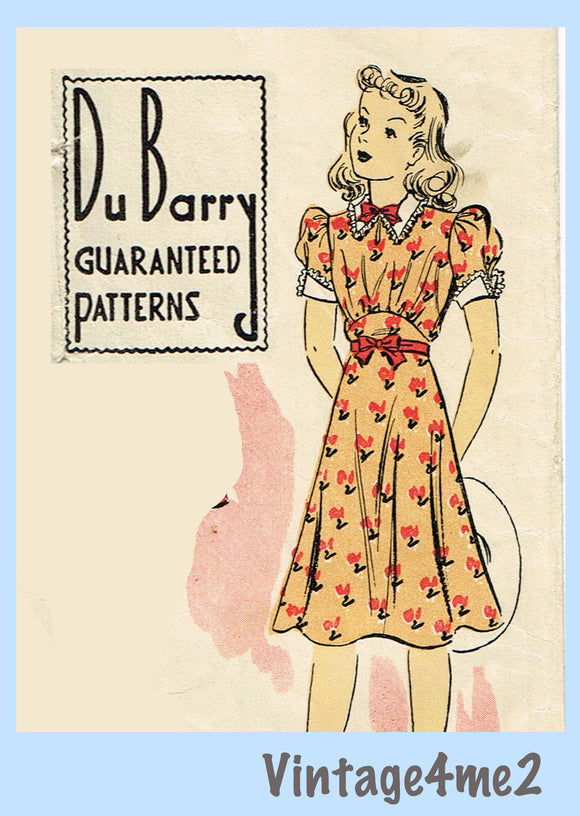 Du Barry 2206: 1930s Raised Fitted Waist Dress 34B Vintage Sewing Pattern