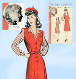 Hollywood Starlet 1047: 1940s Claire Trevor WWII Dress 40 B VTG Sewing Pattern