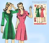 Hollywood 1482: 1940s Misses WWII Party Dress Sz 34 B Vintage Sewing Pattern