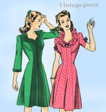 Hollywood 1482: 1940s Misses WWII Party Dress Sz 34 B Vintage Sewing Pattern